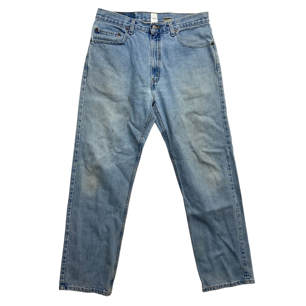 Levi's Jeans Mens 34x30 Light Blue 505 Regular Fit Distressed Straight Leg